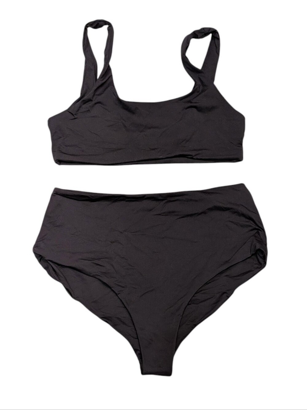 Girlfriend Collective Black Bikini High Waisted Scoop Neck Size Medium